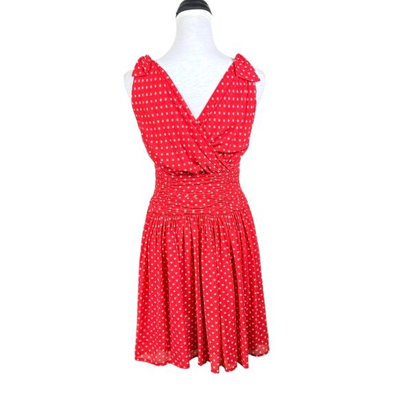 Vintage Cerruti 1881 EU 36 Red Polka Dot Sleeveless Fit & Flare 100% Silk Dress - Picture 2 of 10